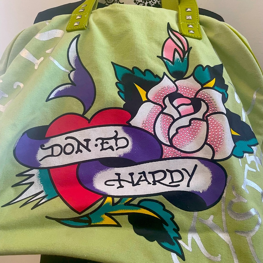 Early 2000’s vintage authentic Ed Hardy bowling tote. With original dust bag.